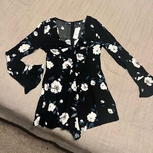 Brand New Kendall and Kylie black floral Romper